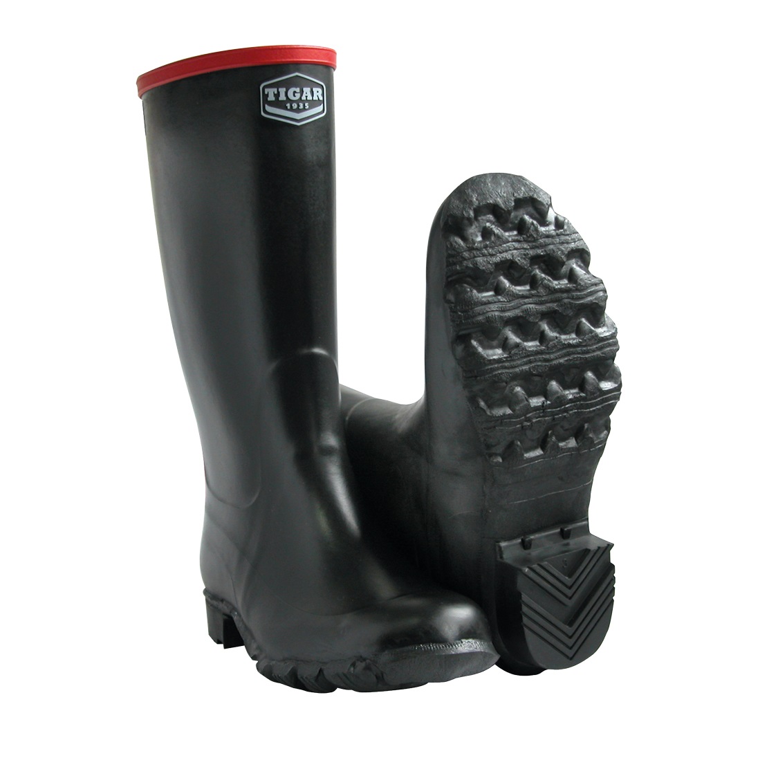 72106 High Work Boot (Black – Red Trim) - Image 1